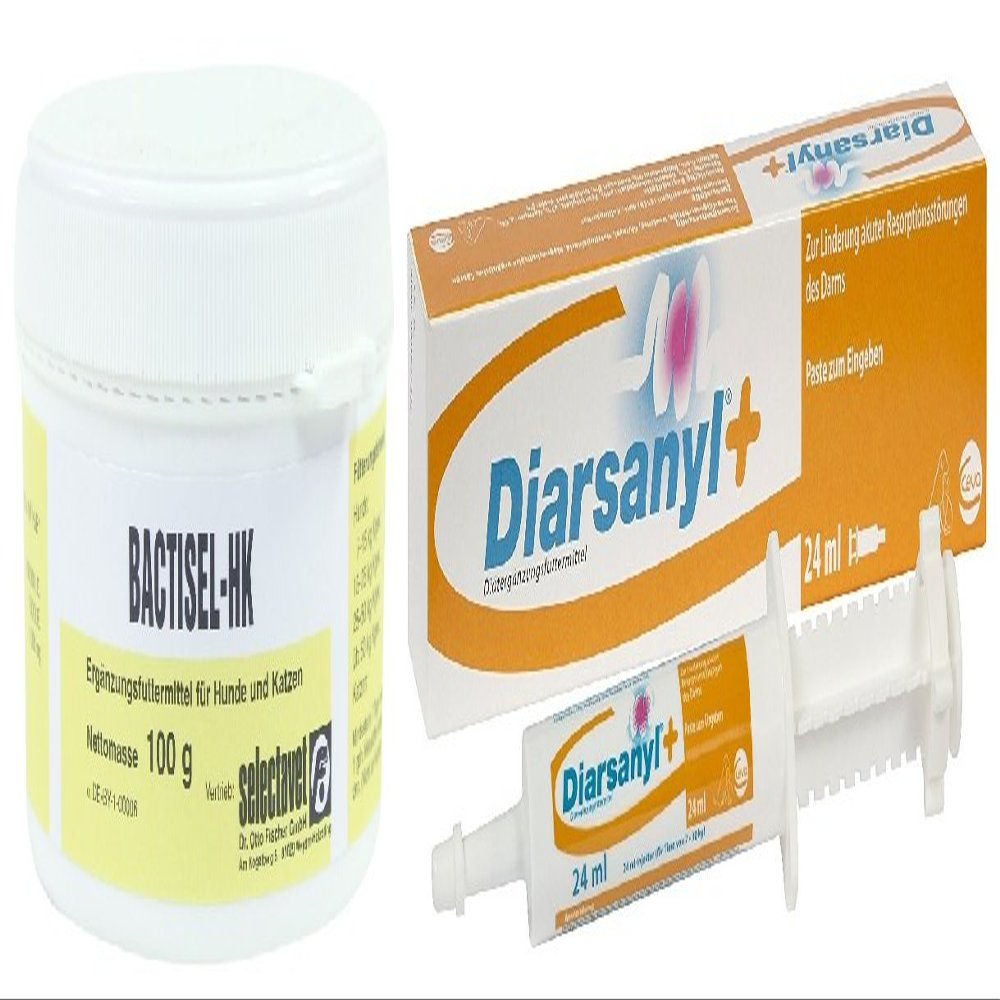 apotier24 Bactisel HK (100 g) + Diarsanyl (24 ml) – Original Diarrhea Pack for Dogs up to 18 kg and Cats