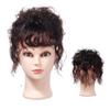 Human Hair Topper with Bangs, Curly Clip-In Hairpiece for Thinning Hair, Black/Brown view 1