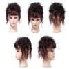 Human Hair Topper with Bangs, Curly Clip-In Hairpiece for Thinning Hair, Black/Brown view 2