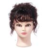 Human Hair Topper with Bangs, Curly Clip-In Hairpiece for Thinning Hair, Black/Brown view 3