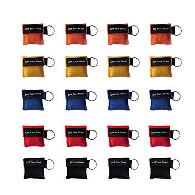20-Piece CPR Mask Keychain Emergency Set with One-Way Valve, for Adults and Infants