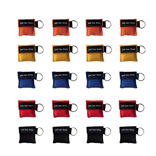 20-Piece CPR Mask Keychain Emergency Set with One-Way Valve, for Adults and Infants