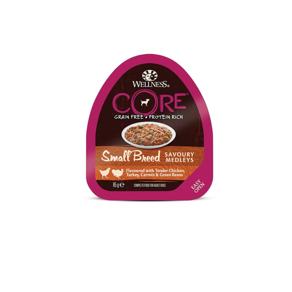 Wellness CORE Savory Medley Wet Dog Food, Chicken, Turkey & Vegetables, 0.085 kg