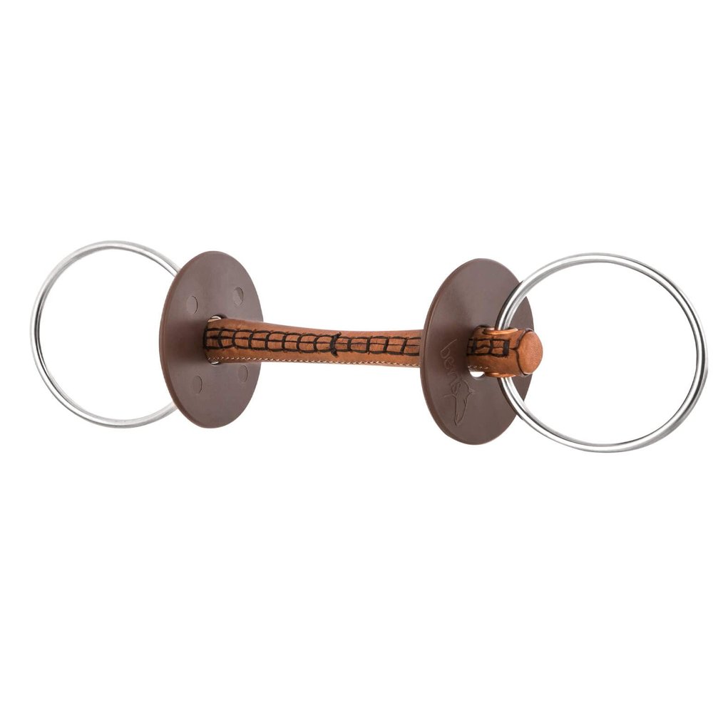 Loose-Ring Snaffle with Leather Mouthpiece, 7.5 cm Rings