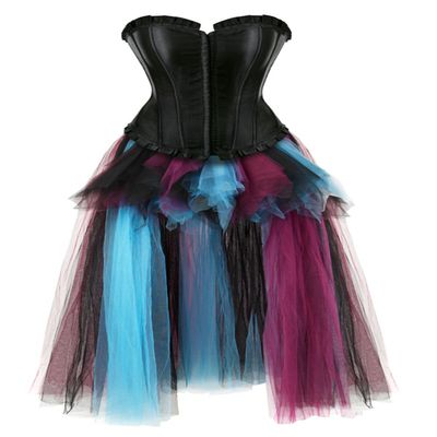 Grebrafan Medieval Carnival Corset with Burlesque Skirt, Black, S