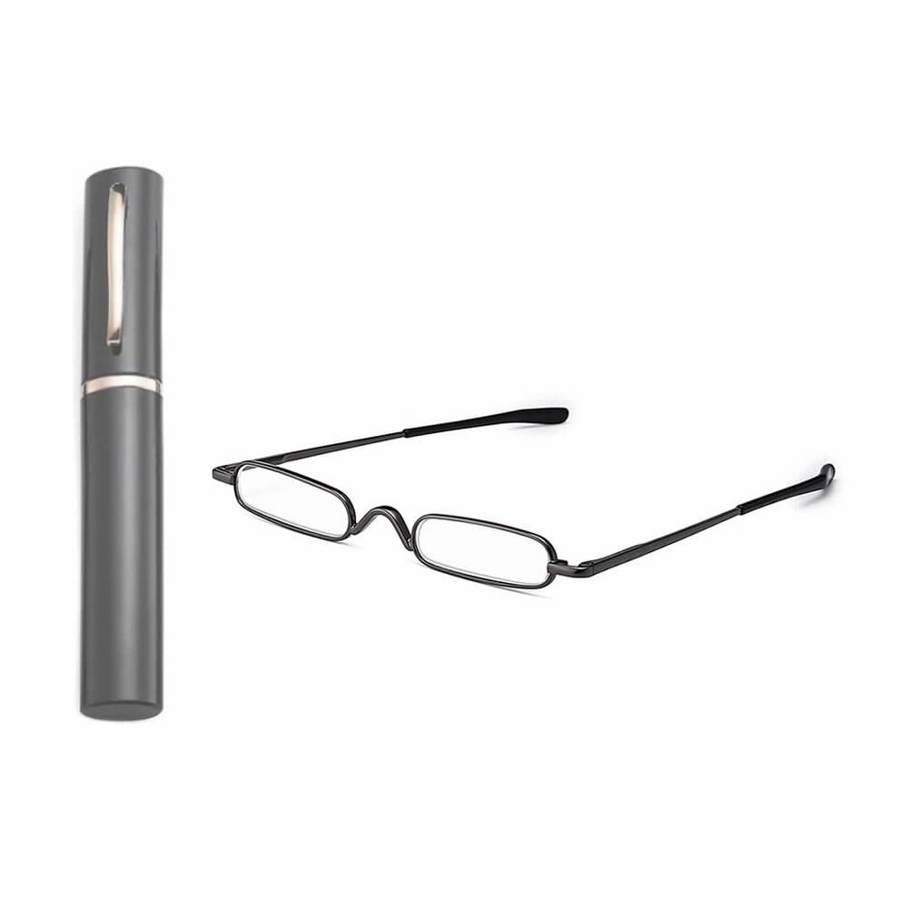 superior 2-Pack Compact Lightweight Metal-Frame Reading Glasses with Aluminum Case