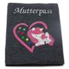 Embroidered Wool Felt Maternity Record Cover, Pink Unicorn Heart, Dark Gray view 1
