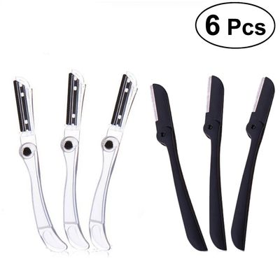 6-Piece Plastic Eyebrow Razors, Portable Trimmers for Women