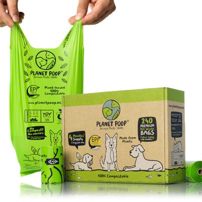 240 Compostable Dog Waste Bags, Extra-Long with Handles