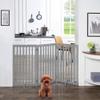 unipaws Freestanding Dog Gate, No-Drill Foldable Wooden Baby Gate and Fireplace Guard, Gray (3 Panels, 91 cm High) view 2