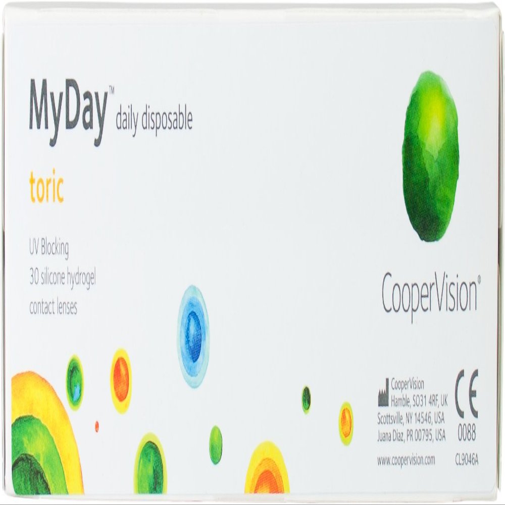 MyDay Daily Disposable Toric Soft Contact Lenses, 30 Count / BC 8.6 mm / DIA 14.5 mm / CYL -1.25 / Axis 90 / +2.5 Diopters