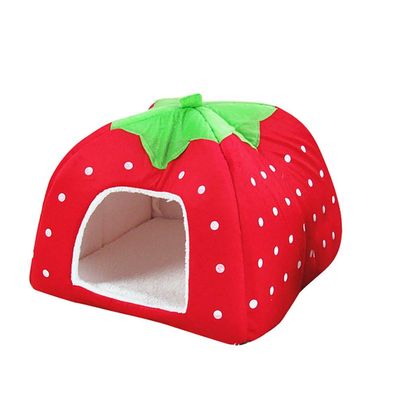 JEELINBORE Soft Strawberry Pet Sleeping Bag, Dog House/Cat Cave, Pet Bed, Red, XL (43 × 43 × 45 cm)