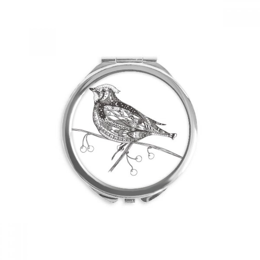 DIYthinker Bird Color Flying Line Small Round Folding Handbag Makeup Mirror, 2.6 x 2.4 x 0.3 in, Multicolor