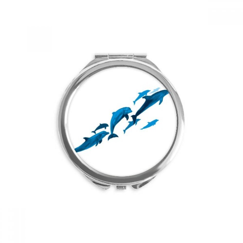 DIYthinker Dolphin Round Folding Compact Mirror, Multicolor, 2.6 x 2.4 x 0.3 in