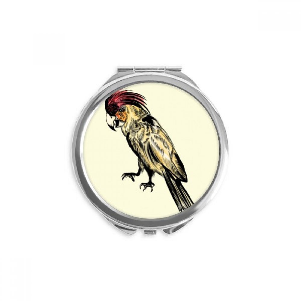 DIYthinker Yellow Feather Parrot Bird Round Compact Handbag Makeup Mirror, 2.6 x 2.4 x 0.3 in, Multicolor