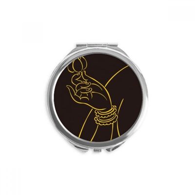 DIYthinker Buddhist Lotus Hand Mirror, Black and Yellow, Round, 2.6 x 2.4 x 0.3 in