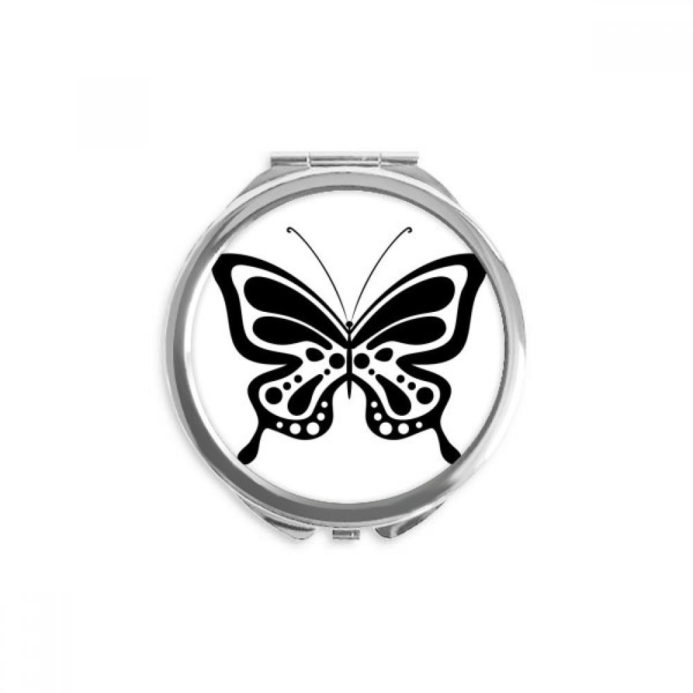 DIYthinker Simple Cartoon Black Butterfly Round Portable Handbag Makeup Mirror, 2.6 x 2.4 x 0.3 in, Multicolor