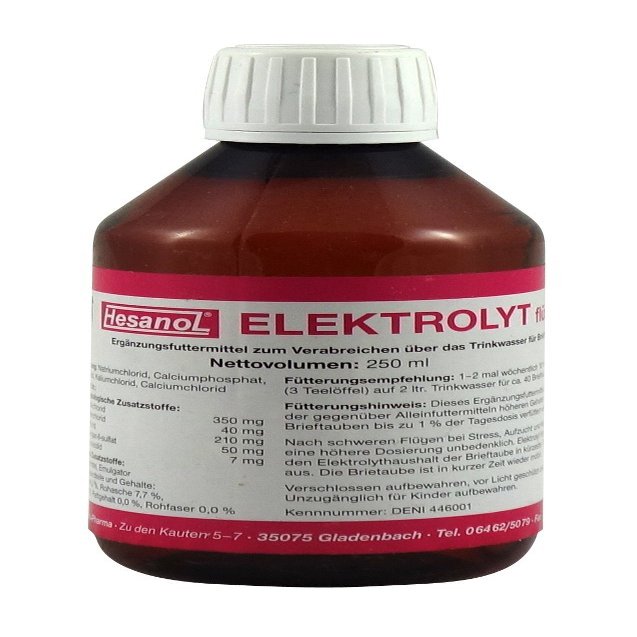 Hesanol Electrolyte Liquid 250ml for Pigeons and Birds