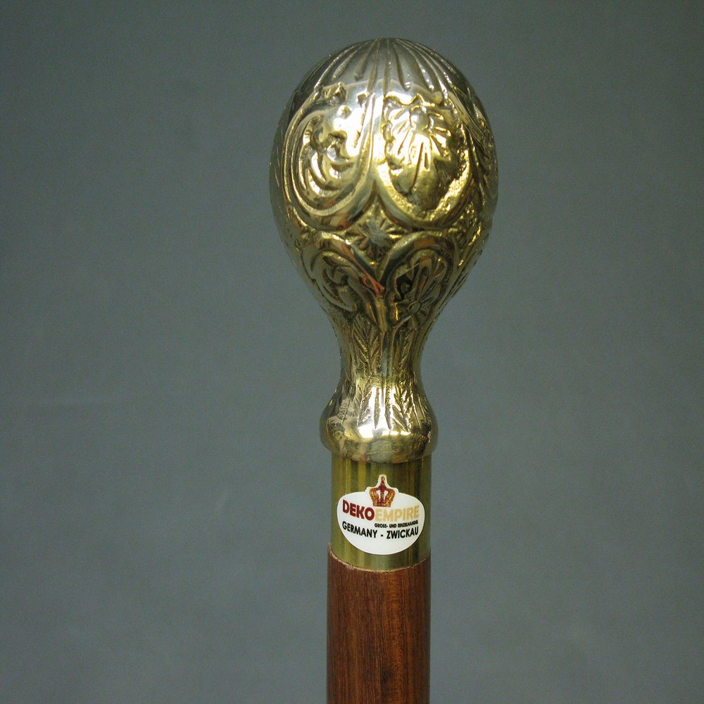 Walking Stick Cane Precious Wood Brass Knob Captain's Cane 94 cm M152