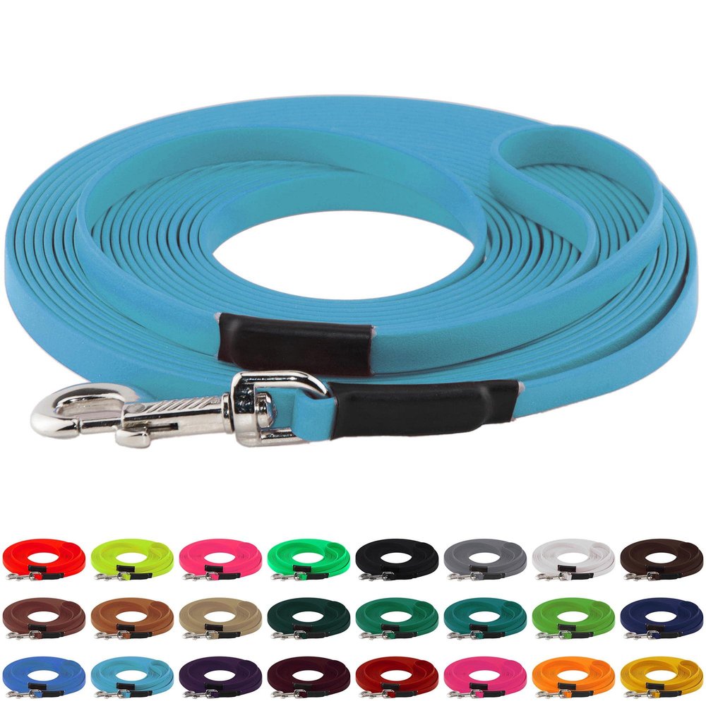 LENNIE BioThane Long Line, 19 mm, 5 m, for Dogs 35 kg+, Cyan/Turquoise