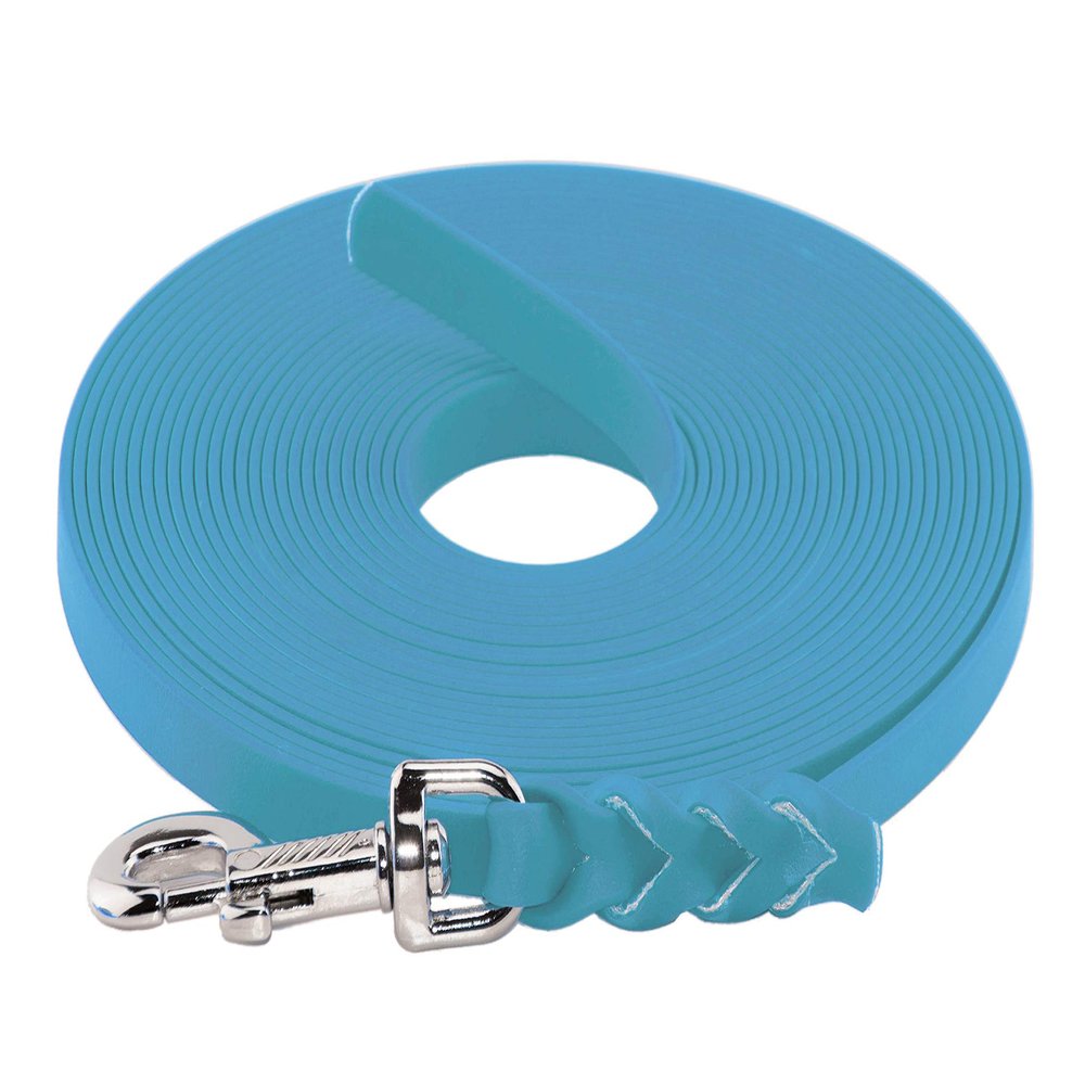 LENNIE BioThane Tracking Leash, 19 mm, 2 m, for Dogs 35 kg+, No Hand Loop, Cyan/Turquoise