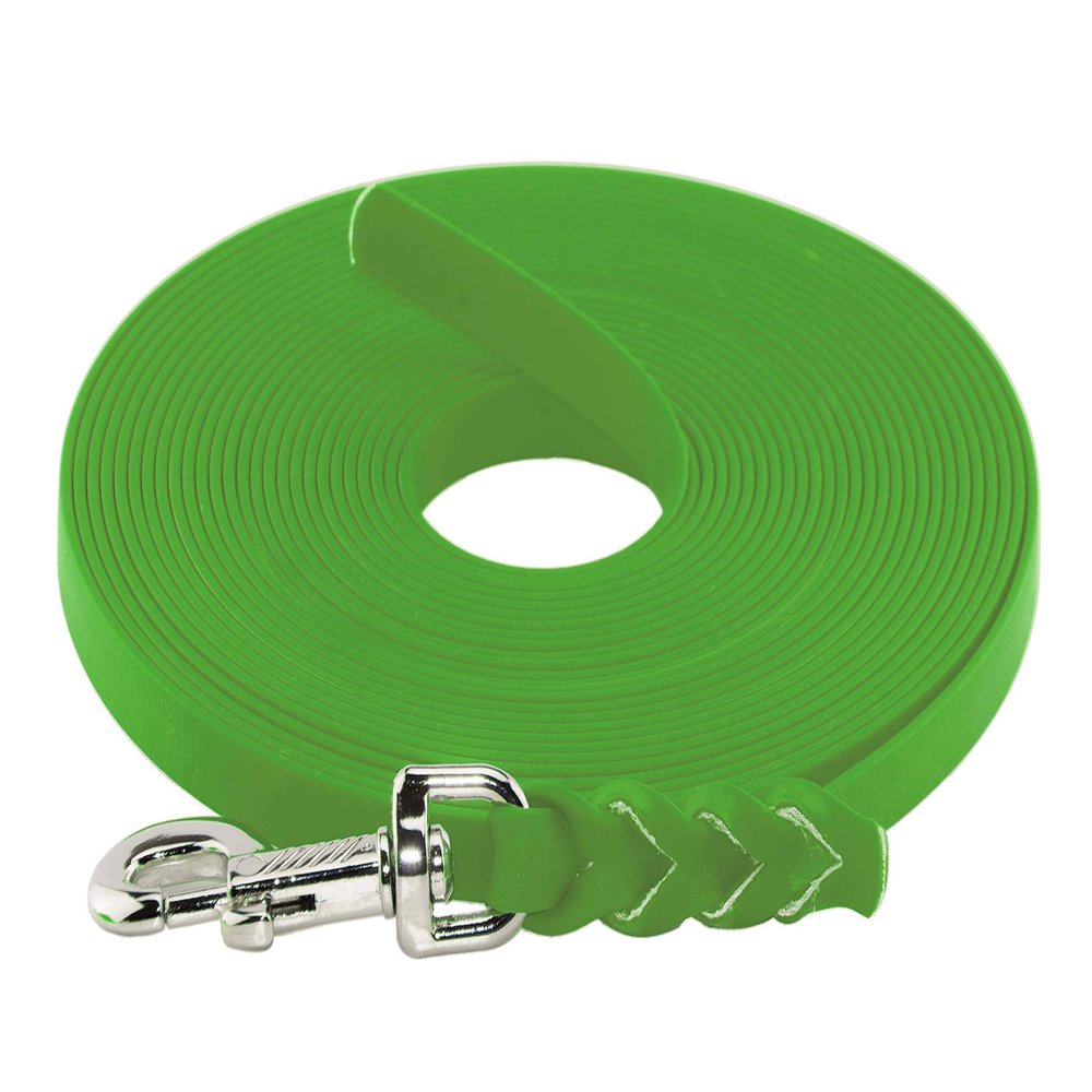 LENNIE BioThane Long Line, 13 mm, 8 m, for Dogs 15–25 kg, Apple Green, Braided