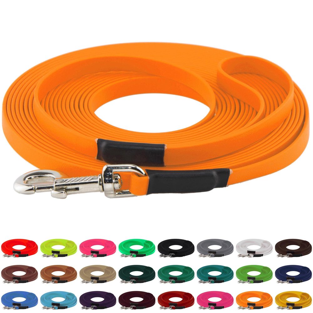 LE​​NNIE BioThane Long Line, 19 mm, 25 m, for Dogs 35 kg+, Pastel Orange, Stitched