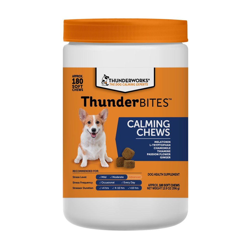 ThunderWunders Calming Chews for Dogs with Thiamine, L-Tryptophan, Melatonin and Ginger, 180 Count