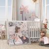 Lambs & Ivy Calypso Fitted Crib Sheet, Cotton, Pink, Gray, White, Animals view 3