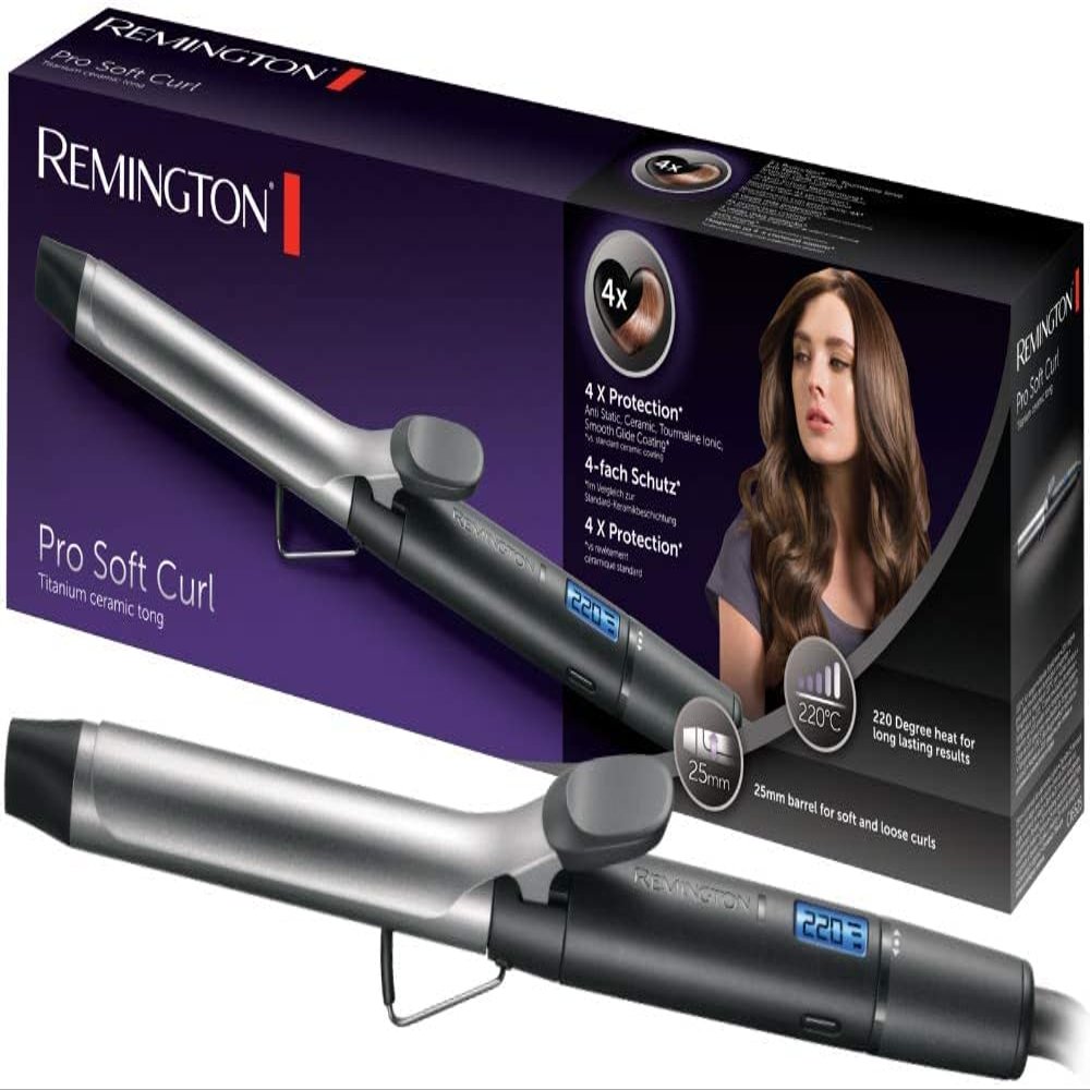 Remington Pro Soft Curl Curling Iron, 25 mm, Black, LCD Display