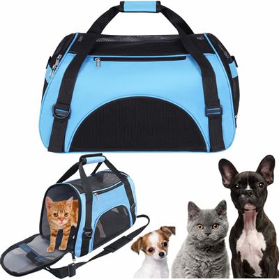 Water-Resistant Pet Carrier Bag for Small Dogs and Cats, Blue, Size S