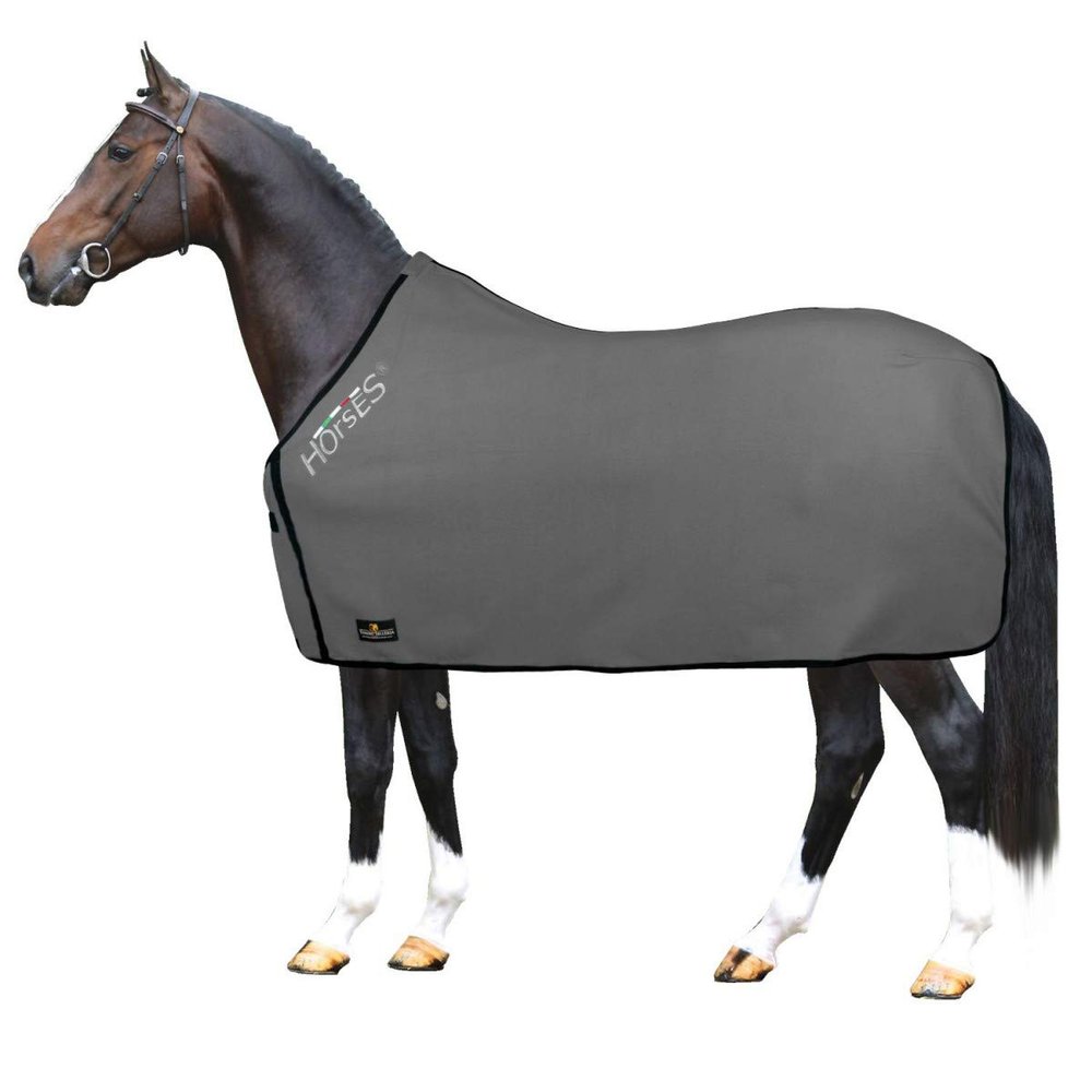 Horses Fleece Horse Blanket, Basic Model, Gray, 155 cm