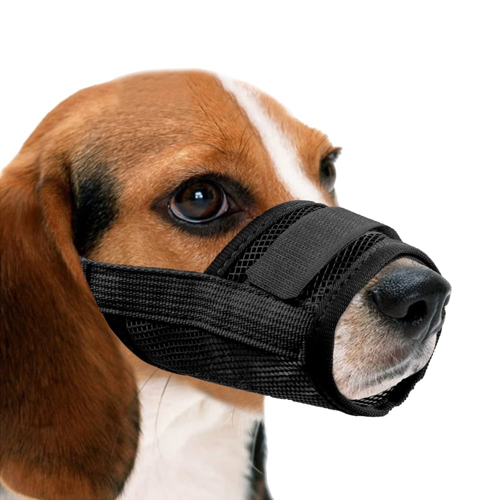 YAODHAOD Dog Muzzle, Breathable Nylon Mesh, Adjustable Straps, Black, M
