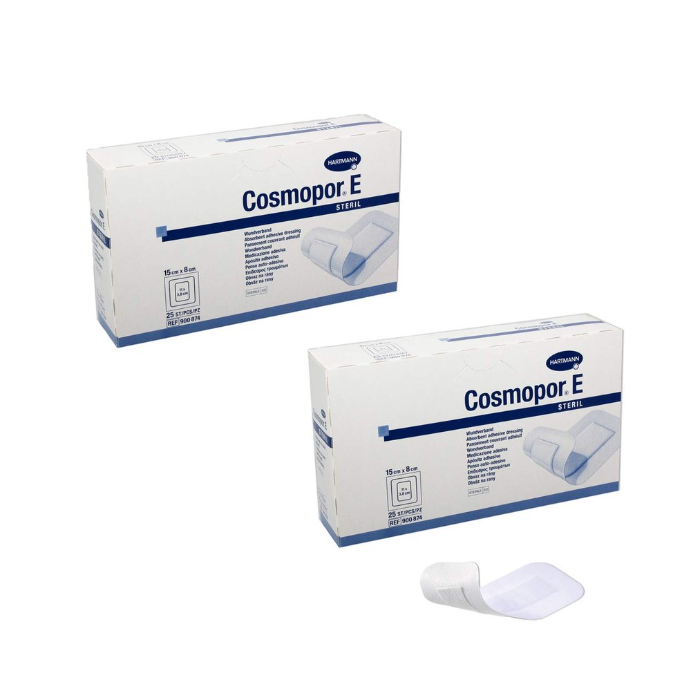 2 x 25 Hartmann Cosmopor E Adhesive Sterile Wound Dressings, 15 x 8 cm