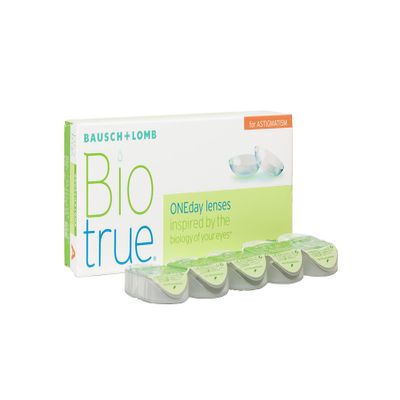 Bausch + Lomb Biotrue ONEday for Astigmatism Daily Toric Contact Lenses, 30 Lenses, BC 8.4 mm, DIA 14.5, CYL -0.75, Axis 180, -3.25 D