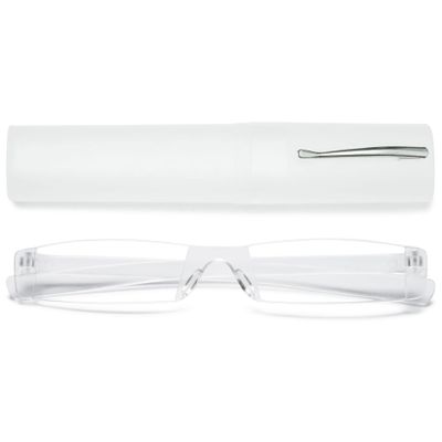 VEVESMUNDO Rimless Reading Glasses with Case, Transparent, +1.5