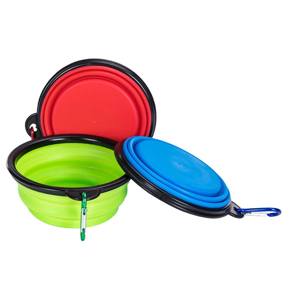ZUOFENG Foldable Travel Water Bowl for Dogs and Cats, Portable Silicone Pet Bowl, 3-Set