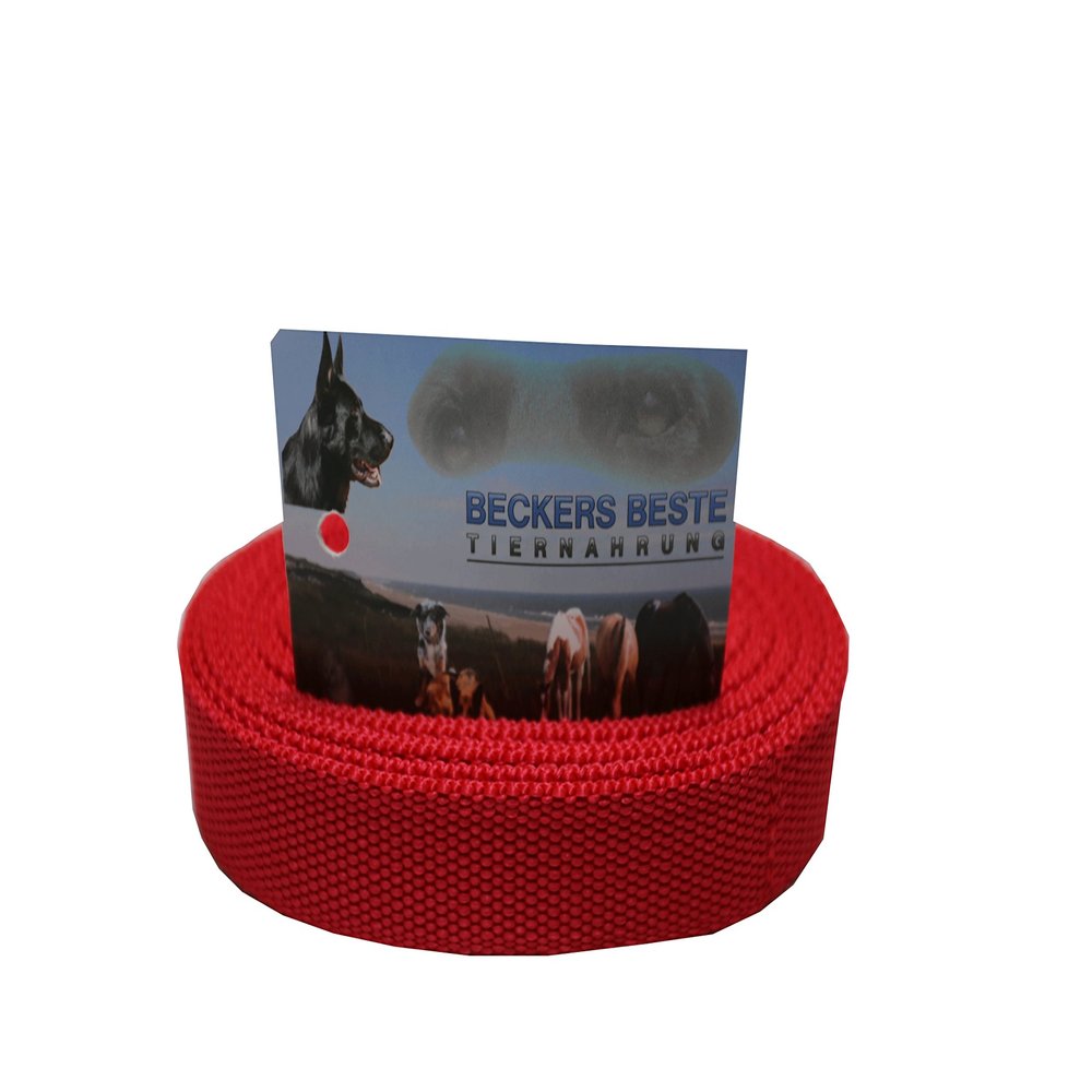 Beckers Beste Tiernahrung Nylon Dog Leash Without Loop | Working, Training and Tracking Lead | Signal Colors | Durable and Very Robust (2 m, Reflective Red)