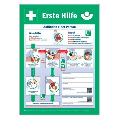 Holthaus Medical First Aid Instructions Sign for Businesses, Plastic, 56 x 40 cm