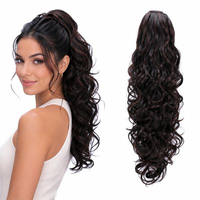 CAISHA 45 cm Hairpiece Ponytail Volume Black Dark Brown PH34