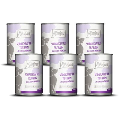 MjAMjAM Premium Wet Dog Food, Turkey with Carrots, Grain-Free, 6 x 400 g