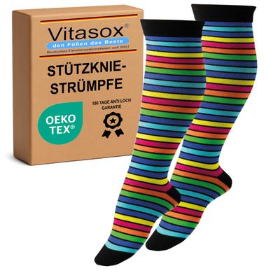 Vitasox Unisex Support Knee-High Socks, 1 Pair, Multicolor Striped, Size 35–38, 44481