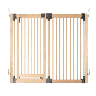 Safetots Wooden Multi-Panel Room Divider, Up to 176 cm, Natural Wood, 76 cm High, Flexible Barrier with Door for Babies and Toddlers