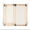 Safetots Wooden Multi-Panel Room Divider, Up to 176 cm, Natural Wood, 76 cm High, Flexible Barrier with Door for Babies and Toddlers view 1