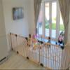 Safetots Wooden Multi-Panel Room Divider, Up to 176 cm, Natural Wood, 76 cm High, Flexible Barrier with Door for Babies and Toddlers view 2