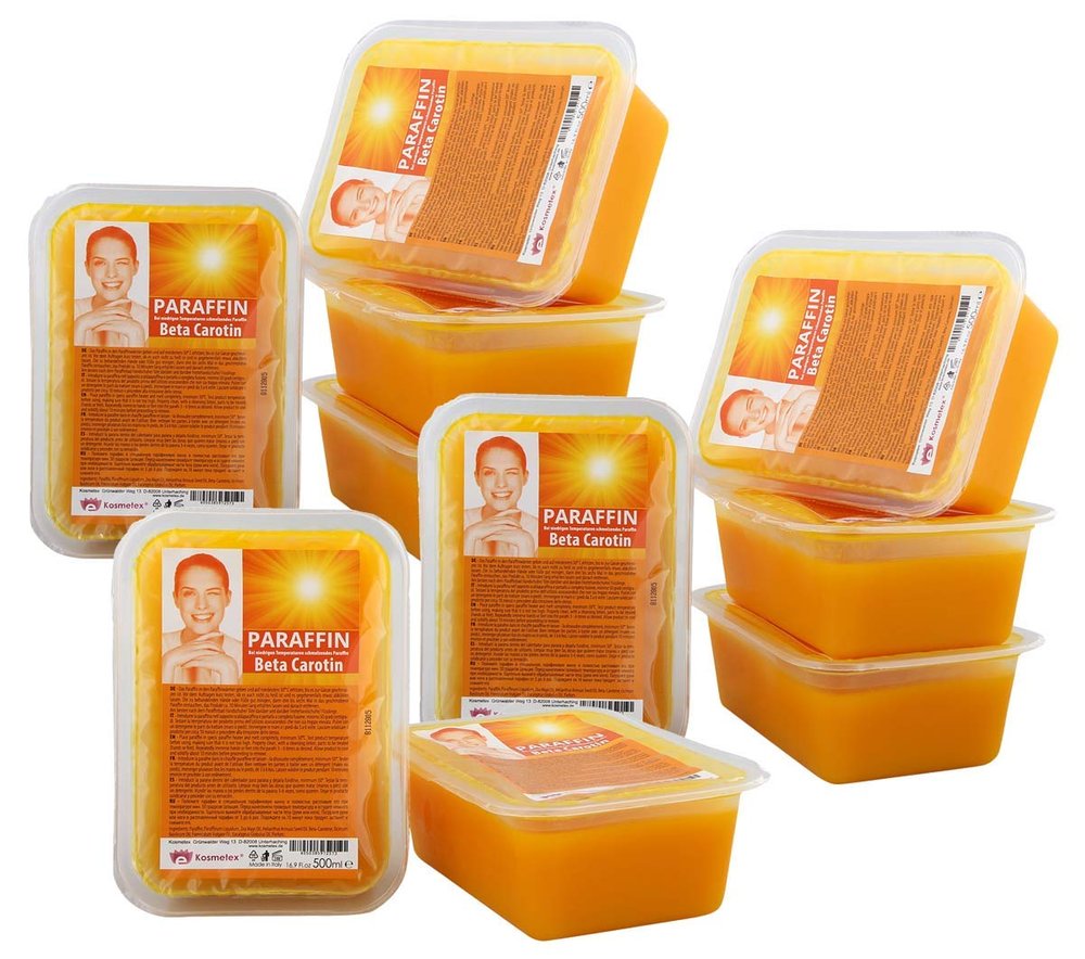 Kosmetex Beta-Carotene Paraffin Wax, Low-Melting-Point Paraffin Bath Wax, 10 x 500 mL