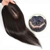 Straight Human Hair Topper with Clips, 7.6 x 12.7 cm, Silk Base, Crown Topper, 15.2 cm, Dark Brown view 1