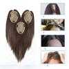 Silk Base Crown Topper Human Hair Clip-In, 11.9 x 11.9 cm, Left Part, 40.6 cm, Off Black view 4