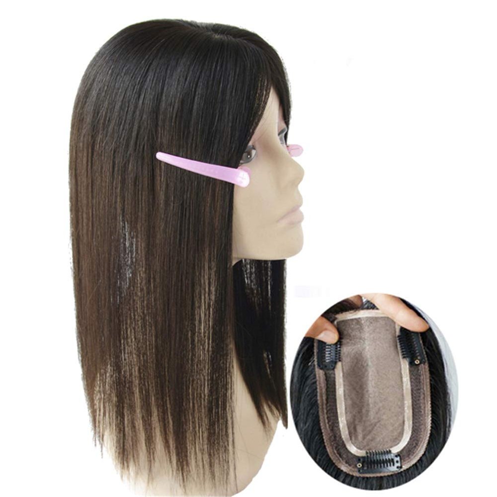12.7 x 7.6 cm Mono Crown Topper, 20 in Dark Brown Human Hair