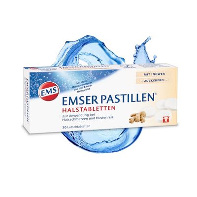 Emser Ginger Sugar-Free Throat Lozenges for Throat Irritation, 30 Count